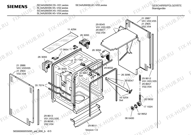 Взрыв-схема посудомоечной машины Siemens SE34A266SK Extraklasse - Схема узла 03