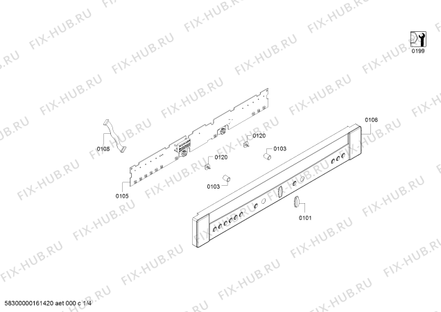 Схема №4 C57W40W0 с изображением Панель управления для духового шкафа Bosch 00687940
