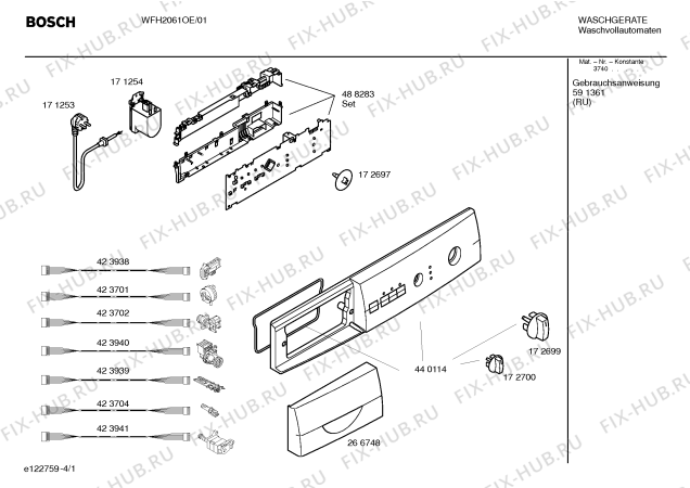 Схема №3 WFH2061OE Bosch Maxx WFH2061OE с изображением Панель управления для стиральной машины Bosch 00440114