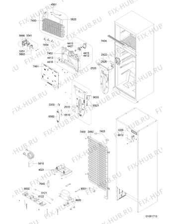Взрыв-схема холодильника Whirlpool WBM 550/WH - Схема узла