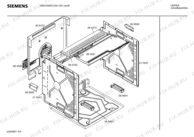 Схема №5 HB31020EU с изображением Инструкция по эксплуатации для плиты (духовки) Siemens 00522198