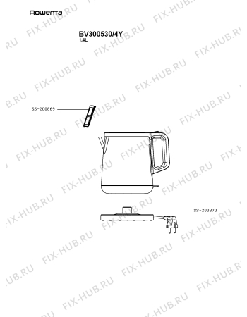 Схема №1 BV300530/4Y с изображением Микрофильтр для чайника (термопота) Rowenta SS-200869