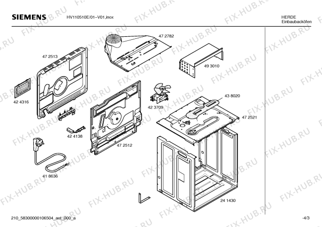 Взрыв-схема плиты (духовки) Siemens HV110510E - Схема узла 03