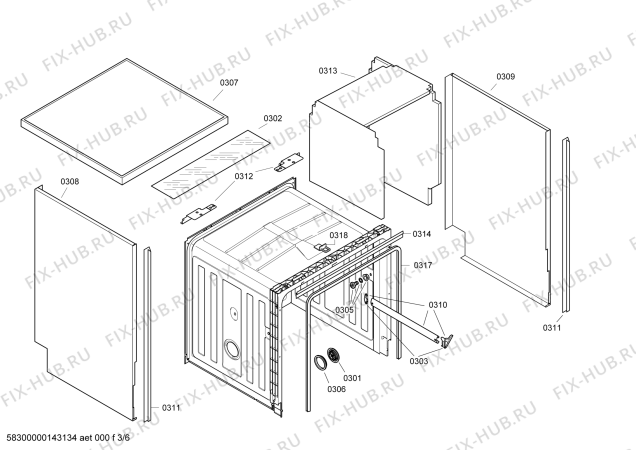 Схема №6 SGS55M85TR с изображением Столешница для посудомойки Bosch 00144791