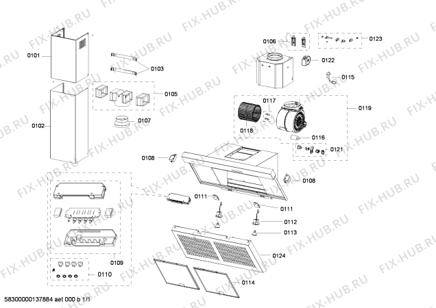 Схема №1 D57MH56N0 Neff с изображением Блок подключения для вентиляции Bosch 00615708