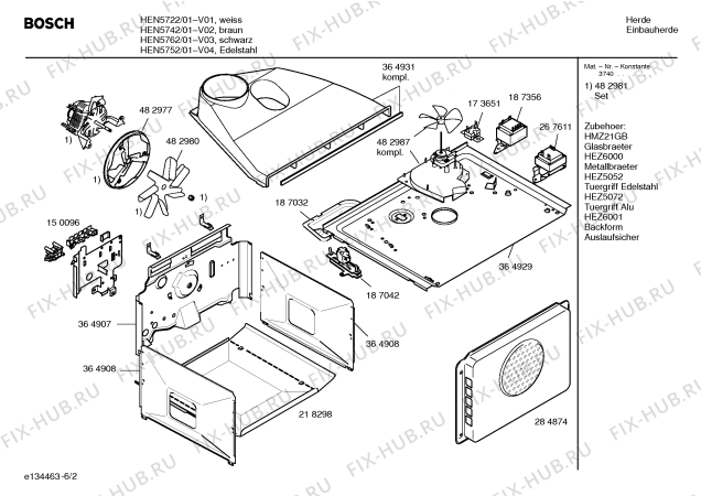 Взрыв-схема плиты (духовки) Bosch HEN5742 - Схема узла 02