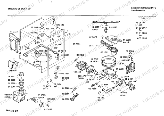 Схема №5 0730302708 GS24/1W с изображением Панель для электропосудомоечной машины Bosch 00118333