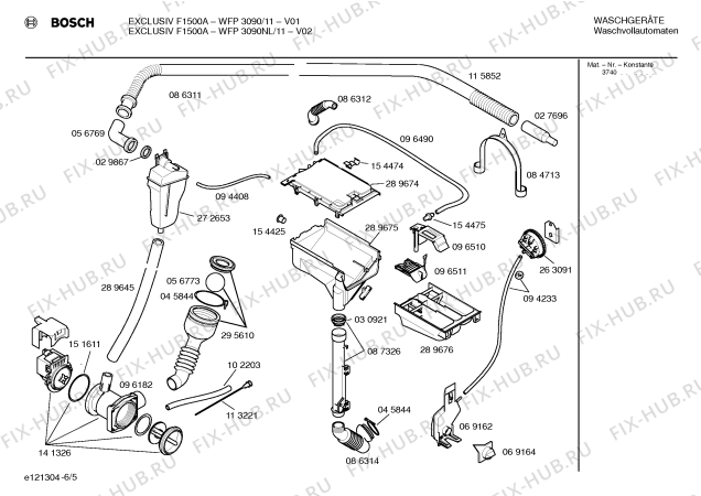 Схема №4 WFP3090 EXCLUSIV F1500A с изображением Таблица программ для стиралки Bosch 00520209
