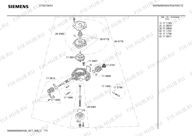 Взрыв-схема водонагревателя Siemens DT02756 OTOMATIK ATESLEMELI GAZLI SOFBEN - Схема узла 05