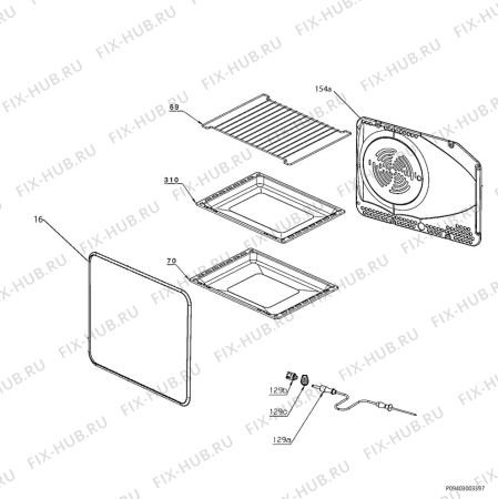 Взрыв-схема плиты (духовки) Electrolux EKC514501W - Схема узла Oven