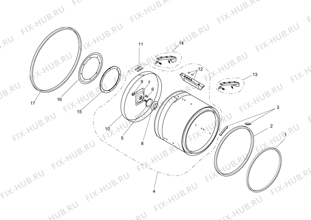 Взрыв-схема стиральной машины Aeg LTHA60 - Схема узла Drum