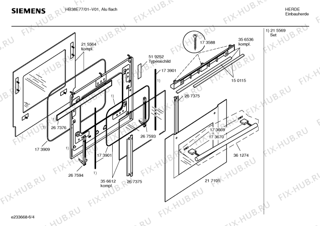 Взрыв-схема плиты (духовки) Siemens HB38E77 - Схема узла 04