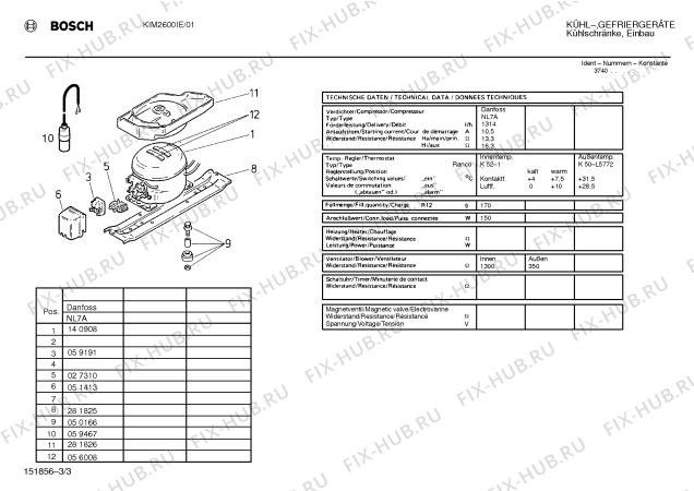 Взрыв-схема холодильника Bosch KIM2600IE - Схема узла 03