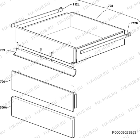 Взрыв-схема плиты (духовки) Electrolux EBGL7GWE - Схема узла Drawer