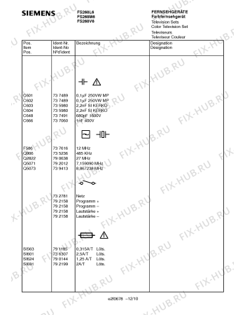 Схема №12 FS230L6FF с изображением Верхняя часть корпуса для жк-телевизора Siemens 00757471