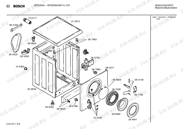 Взрыв-схема стиральной машины Bosch WFB2004GB BOSCH WFB 2004 - Схема узла 02