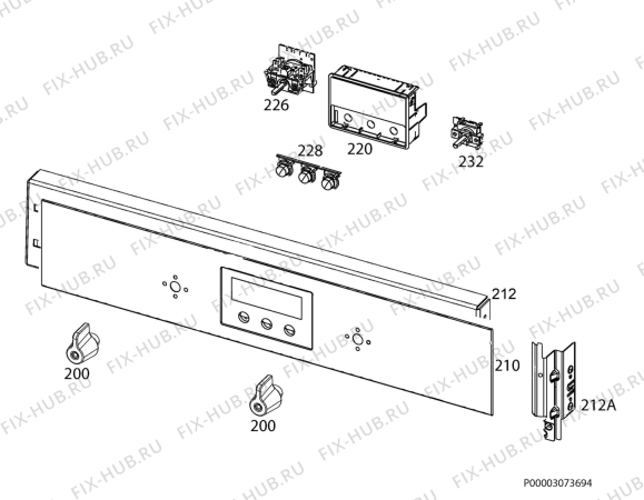 Взрыв-схема плиты (духовки) Ikea RUTINERAD 102.847.05 - Схема узла Command panel 037