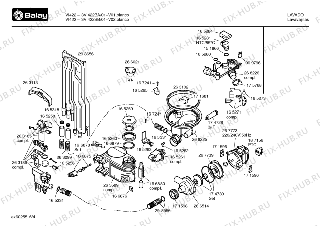 Схема №5 3VI422BB VI422 с изображением Переключатель для посудомойки Bosch 00184360