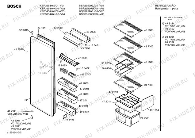 Схема №2 RSR315806J с изображением Вытяжной канал для холодильной камеры Bosch 00365991