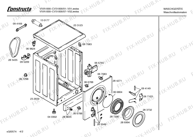 Взрыв-схема стиральной машины Constructa CV51000 Constructa VIVA 1000 - Схема узла 02