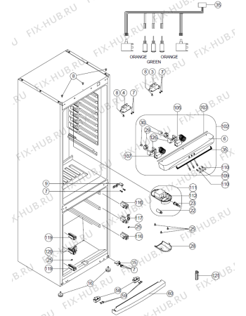 Взрыв-схема холодильника Upo RF121S (410011, HZS35664) - Схема узла 02