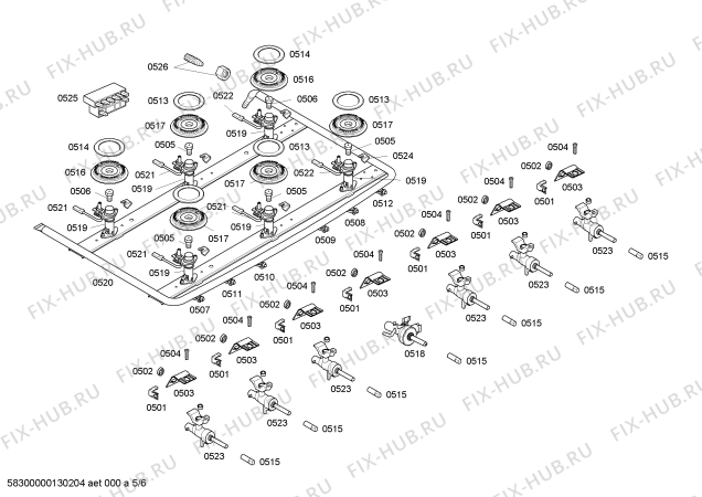 Взрыв-схема плиты (духовки) Bosch HEK13J19EH PERF 30 EMP BCO GE 127V - Схема узла 05