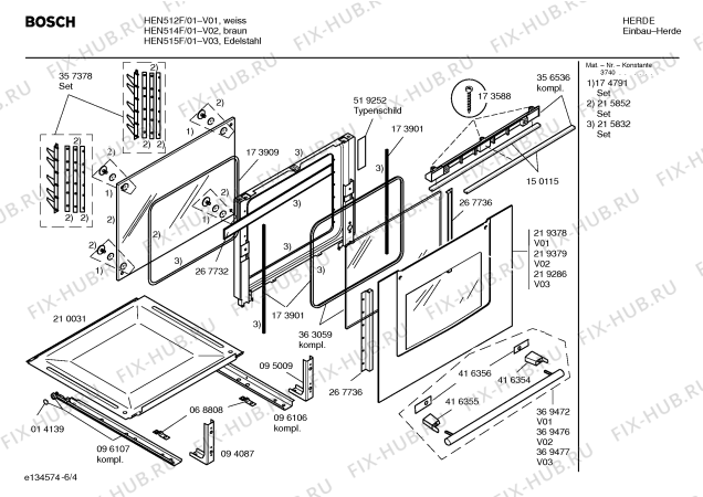 Схема №5 HEN515F с изображением Инструкция по эксплуатации для плиты (духовки) Bosch 00582939