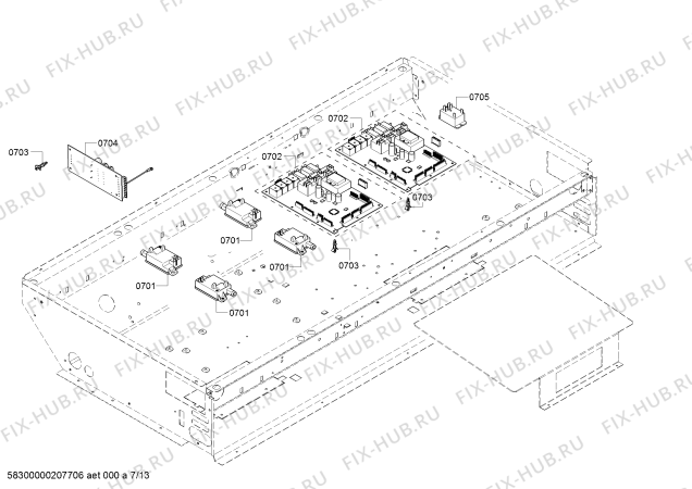 Схема №10 PRD305PH Thermador с изображением Передняя часть корпуса для плиты (духовки) Bosch 00713277