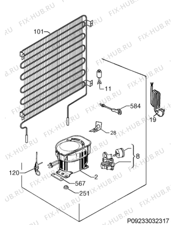 Взрыв-схема холодильника Zanussi ZBA15040SA - Схема узла Cooling system 017