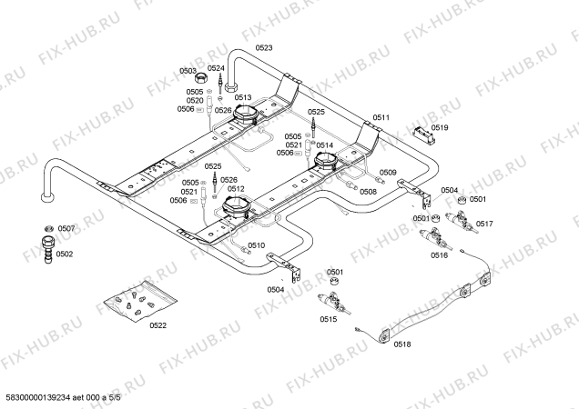 Схема №5 HSV746055T с изображением Крепеж для духового шкафа Bosch 00613570