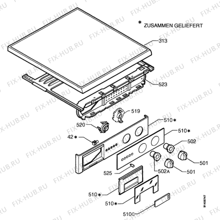 Взрыв-схема стиральной машины Aeg L1045 - Схема узла Control panel and lid