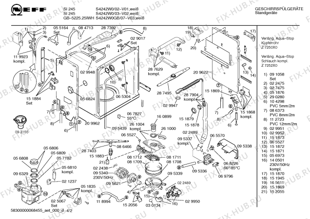 Взрыв-схема посудомоечной машины Neff S4242W0GB GB-5225.25IHW - Схема узла 02