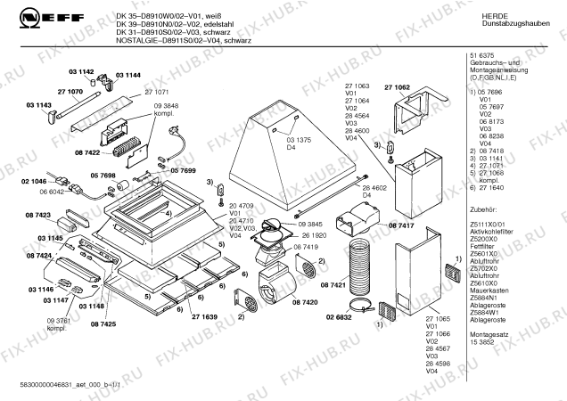 Схема №1 D8911S0 NOSTALGIE с изображением Вентиляционный канал для вентиляции Bosch 00284598
