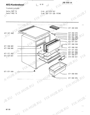 Схема №1 SAN1402 TK с изображением Опора для холодильной камеры Aeg 8996710716482