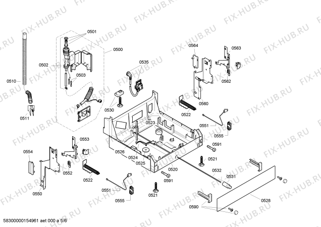 Схема №6 SRU84T25 с изображением Передняя панель для посудомоечной машины Bosch 00664738