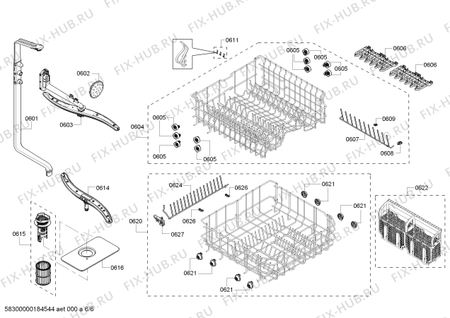 Схема №5 63012243312 Kenmore с изображением Держатель для посудомойки Bosch 00629991