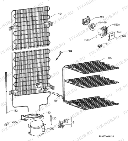 Взрыв-схема холодильника Rex Electrolux RRA36503W - Схема узла Cooling system 017