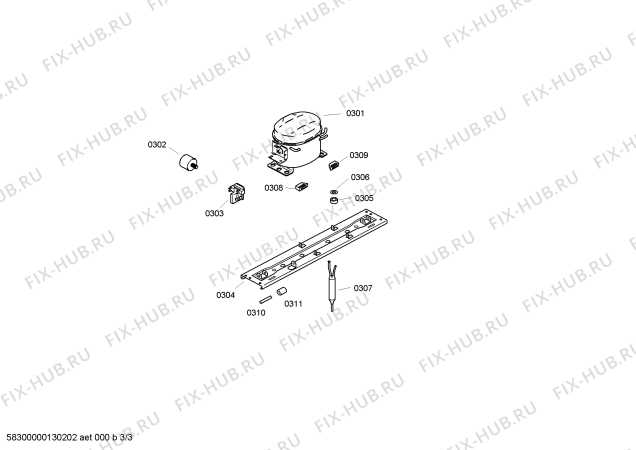 Взрыв-схема холодильника Siemens KK27F78TI - Схема узла 03