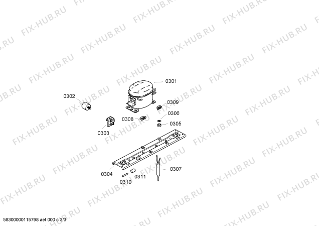 Взрыв-схема холодильника Siemens KK25F68TI - Схема узла 03