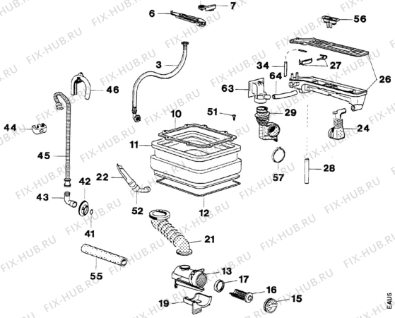 Взрыв-схема стиральной машины Faure LTA018W - Схема узла Water equipment