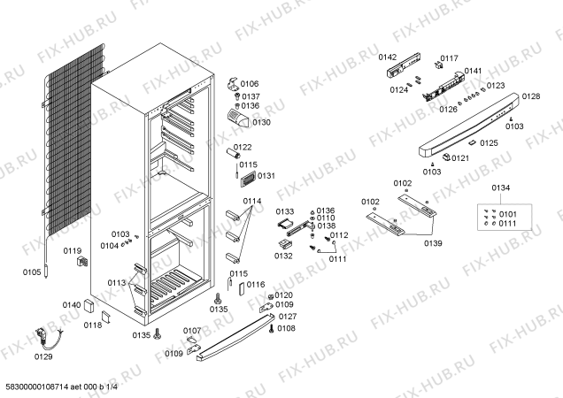 Схема №4 KGU40122 с изображением Дверь для холодильной камеры Bosch 00240754