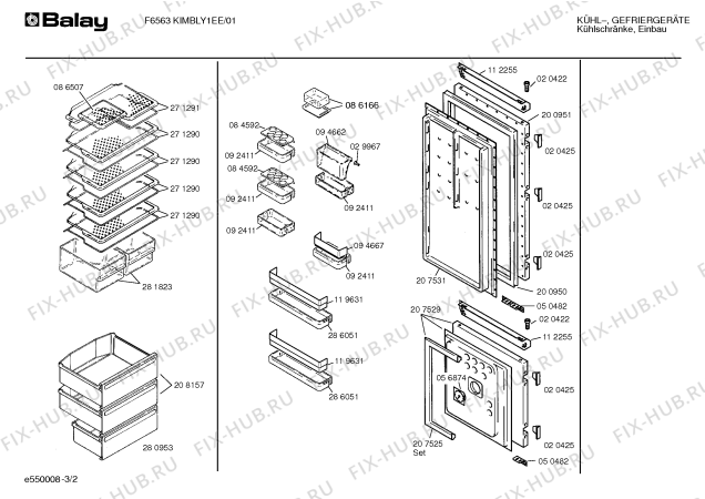 Схема №3 KIMBLY3EE F6563 с изображением Поднос для холодильника Bosch 00286051