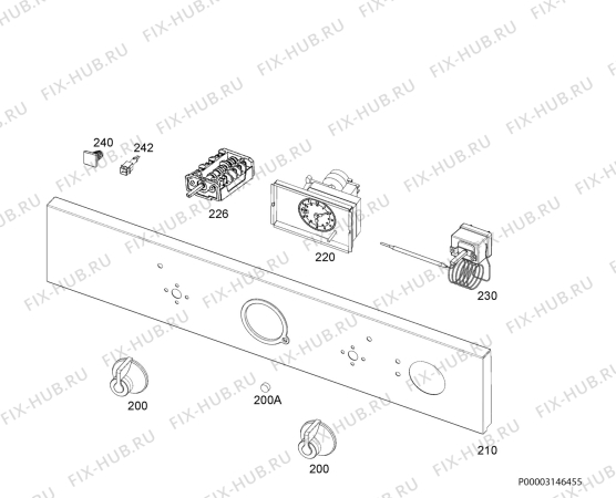 Взрыв-схема плиты (духовки) Electrolux EOB6220AOV - Схема узла Command panel 037