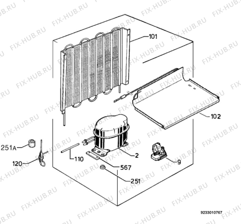 Взрыв-схема холодильника Electrolux ERT1372 - Схема узла Cooling system 017