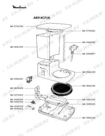 Взрыв-схема кофеварки (кофемашины) Moulinex A8514CF(4) - Схема узла RP001842.3P2