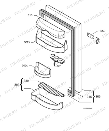 Взрыв-схема холодильника Brandt USB1400E - Схема узла Door 003