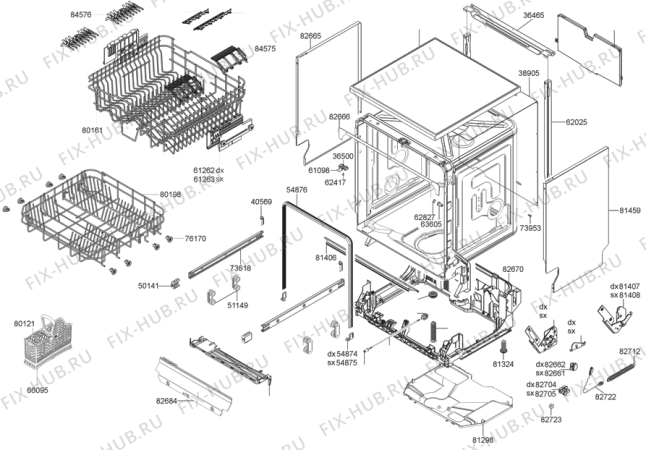 Взрыв-схема посудомоечной машины Gorenje GV62324X (275588, PMS60I) - Схема узла 04