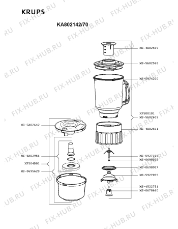 Схема №4 KA802142/70 с изображением Элемент корпуса для кухонного измельчителя Krups MS-0678660
