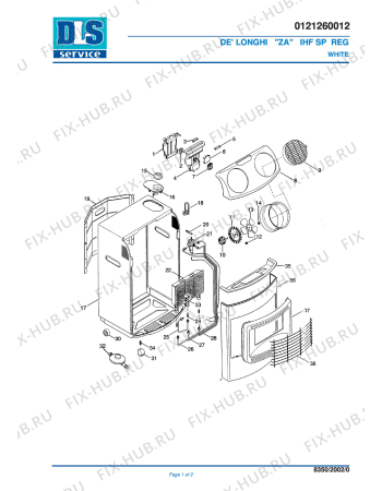 Схема №1 IHF SP REG WHITE с изображением Корпусная деталь для электрообогревателя DELONGHI 710490