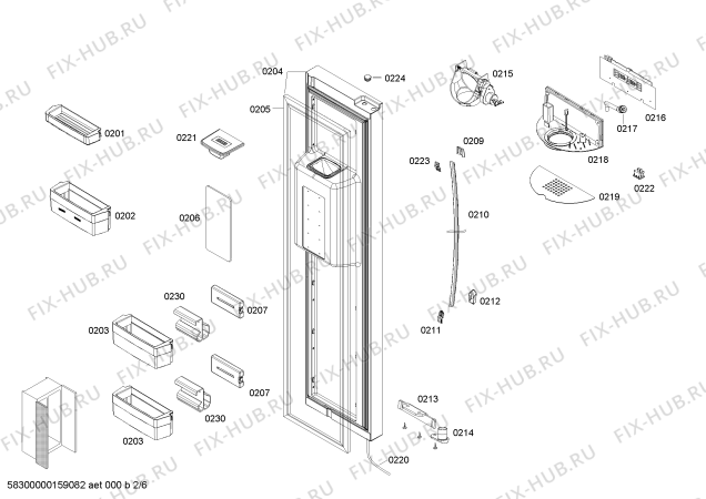 Схема №5 3FAL4656 с изображением Дверь для холодильной камеры Bosch 00710593